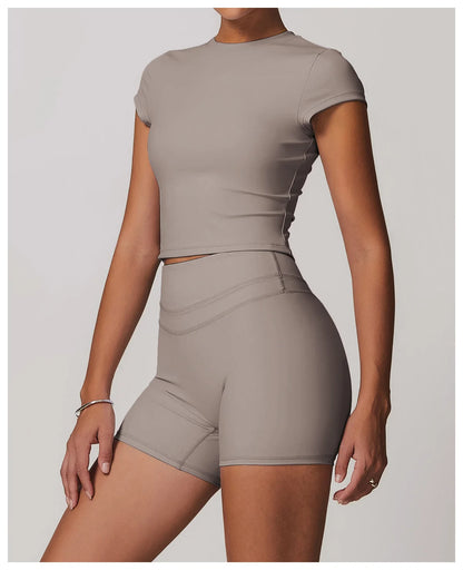 Sports T-shirt Women's Top Yoga Shirts Quick Dry Running Tops Tights Push Up Workout Gym Clothes Short Sleeve Fitness Sports Top