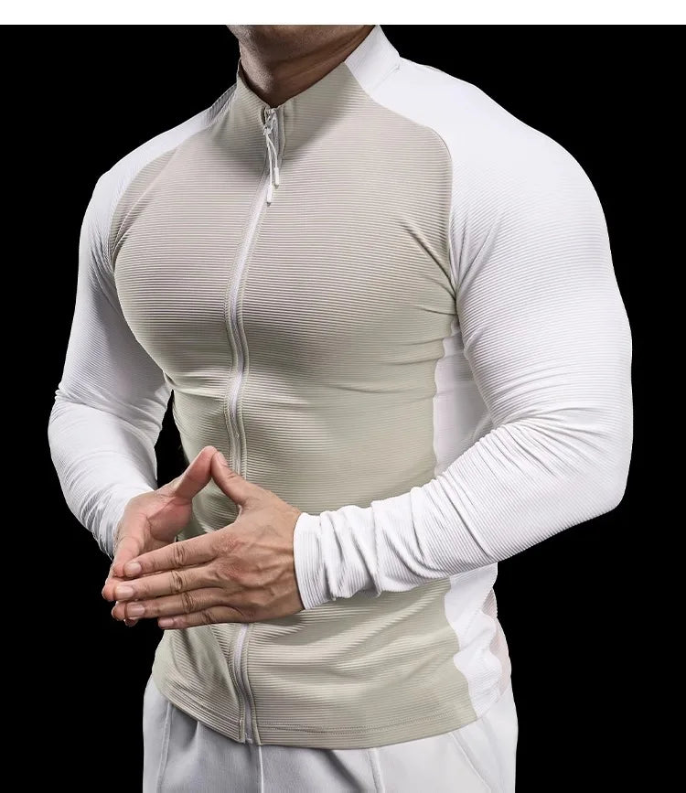 2024 New Men Sportswear Fitness Top Gym Jacket Quick-drying Breathable Slim Long-sleeved T-shirt Running Training Clothes Autumn