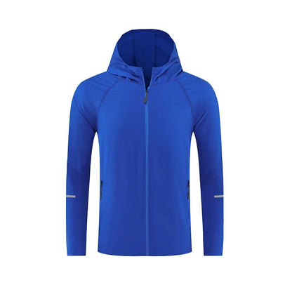 (S-4XL)Men Women Running Jacket Lightweight Camping Hiking Windbreaker Windproof Long-Sleeved Zipper Hoodie Sports Coat