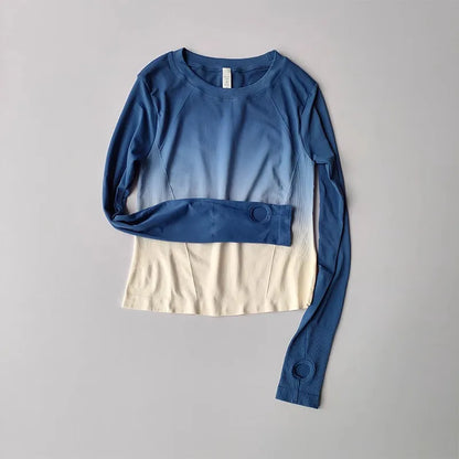 Women's Long Sleeve Top Yoga Shirts Running T-Shirt Hanging dye Fitness Sports Top Gym Sweatshirts Workout Tops Sports Shirts