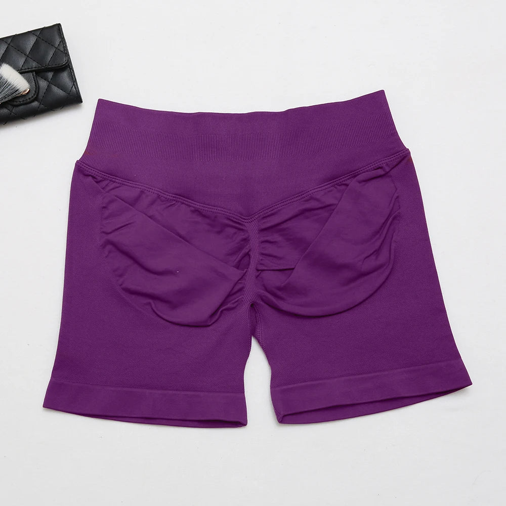 dfyoga Shorts 4.5" short gym mujer sportswear impact workout Low Ribbed Band Seamless Gym Fitness Shorts