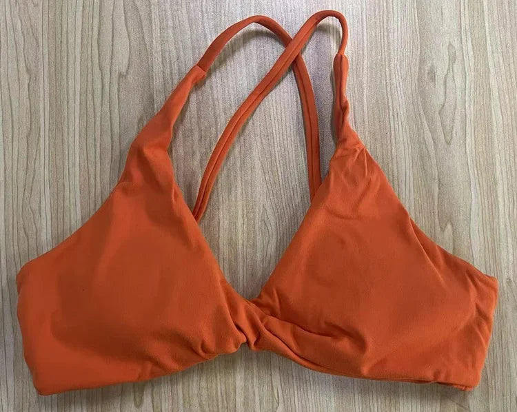 SHINBENE Front Twist Padded Cross Strap Sports Bra Sexy Back Fitness Sleeveless Short Top Yoga Sports Bra