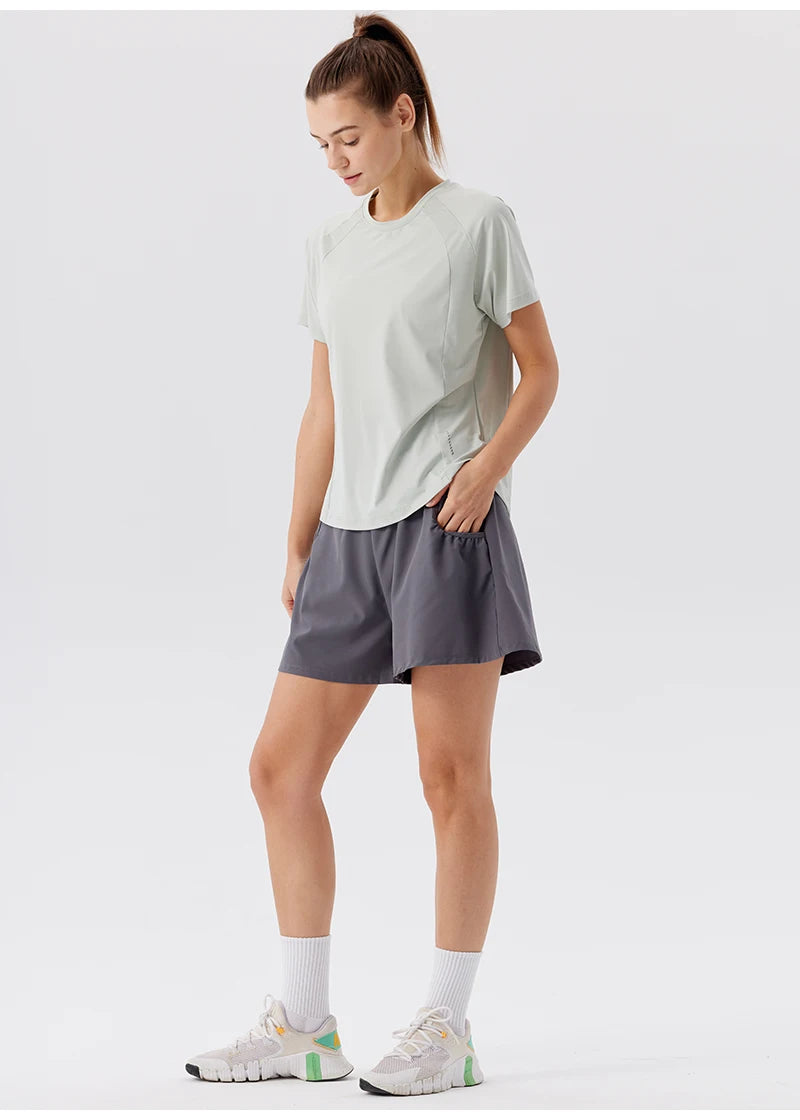 Summer Women's Quick Dry Running Sports T-Shirt Gym Fitness Training Wear for Tennis Golf Yoga Breathable Sportswear Top