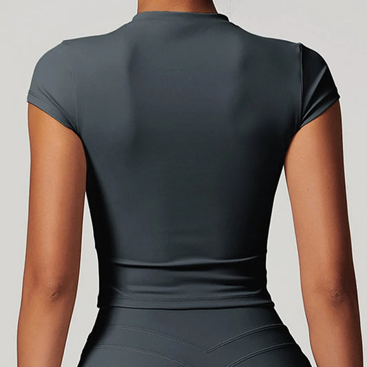 Hearuisavy Casual T-shirt Female Fitness Gym Top Yoga Clothing Sports Short-Sleeved Shirt Women Quick-Dry Workout Shirt Women