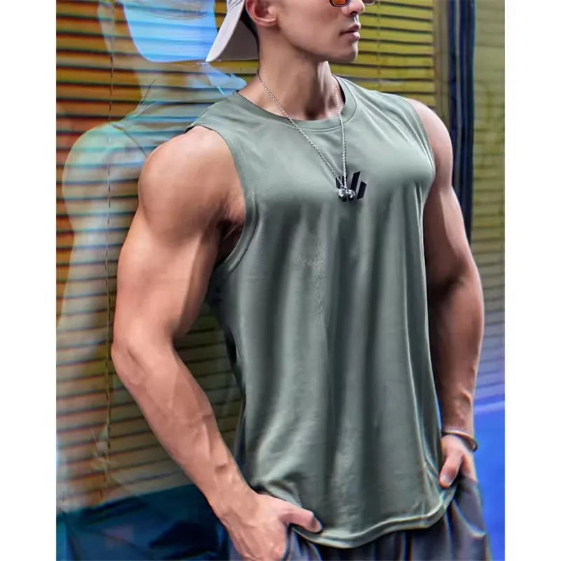 2025 newest Summer Gym Vest High Quality mesh Shirt Sleeveless T-shirts Men Tank Tops basketball running Fitness Sports Vest men
