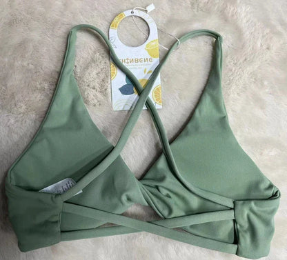 SHINBENE Front Twist Padded Cross Strap Sports Bra Sexy Back Fitness Sleeveless Short Top Yoga Sports Bra