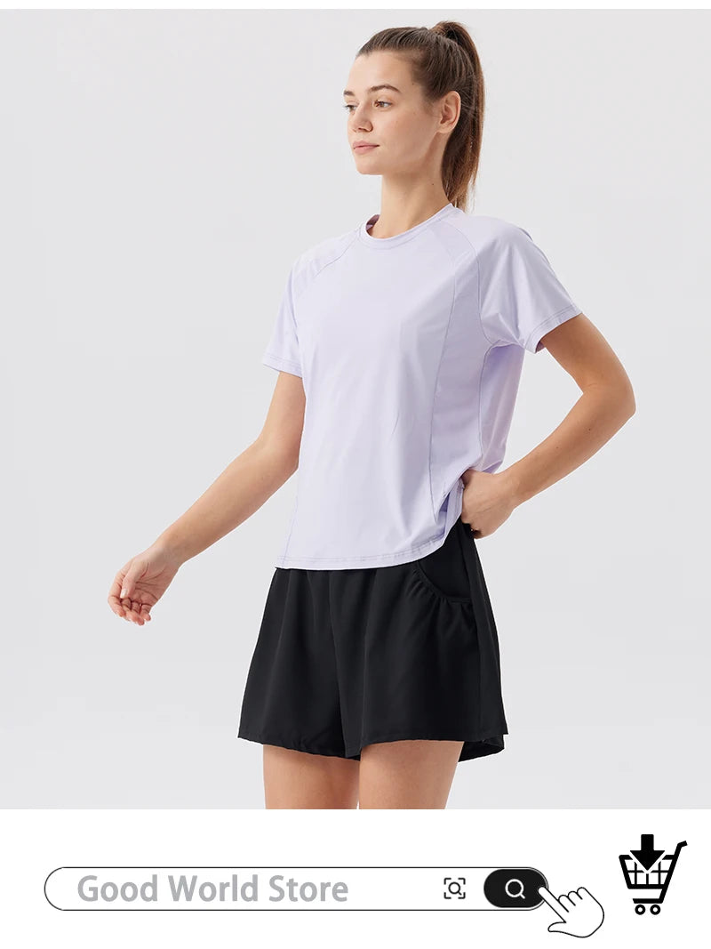 Summer Women's Quick Dry Running Sports T-Shirt Gym Fitness Training Wear for Tennis Golf Yoga Breathable Sportswear Top