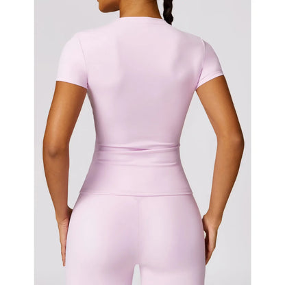 HGC Women's Sports T Shirt Summer Short Sleeve Running  Round Neck Breathable Stretchy GYM Yoga Slim Fitness Active Top Tee