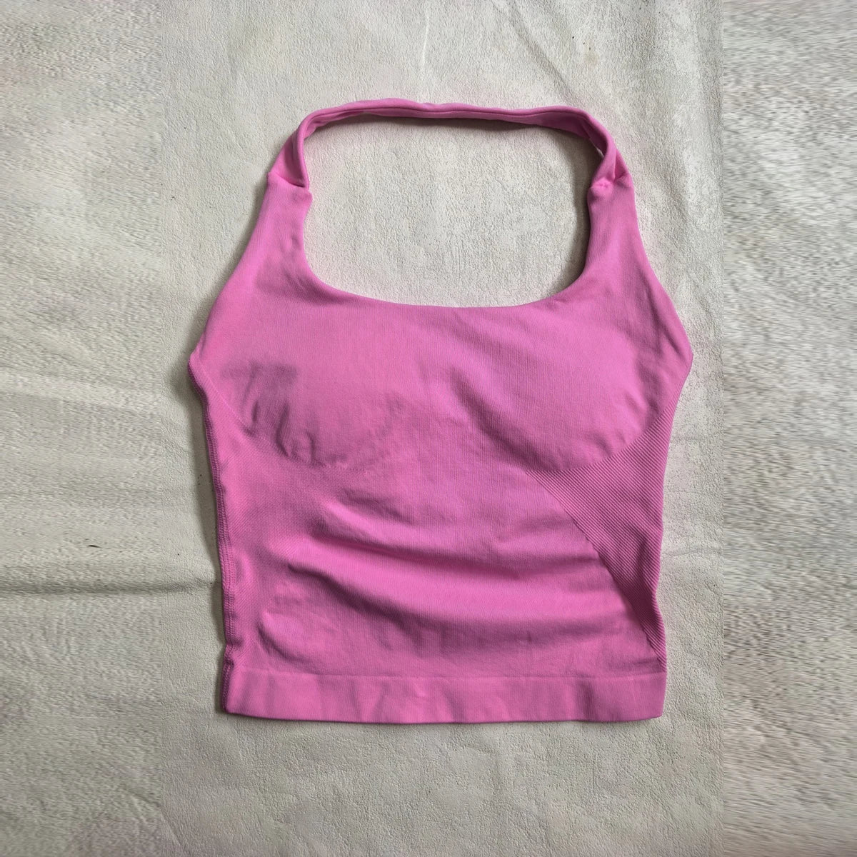 New Seamless Halter Top for Women Backless Gym Crop Top Workout Yoga Shirt with Waist Contouring Sleeveless Sports Shirt