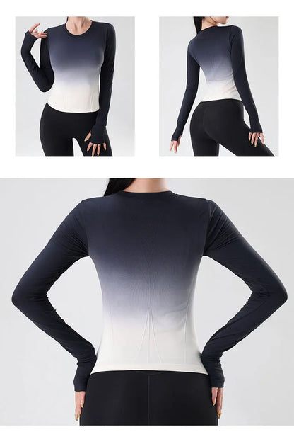 Women's Long Sleeve Top Yoga Shirts Running T-Shirt Hanging dye Fitness Sports Top Gym Sweatshirts Workout Tops Sports Shirts