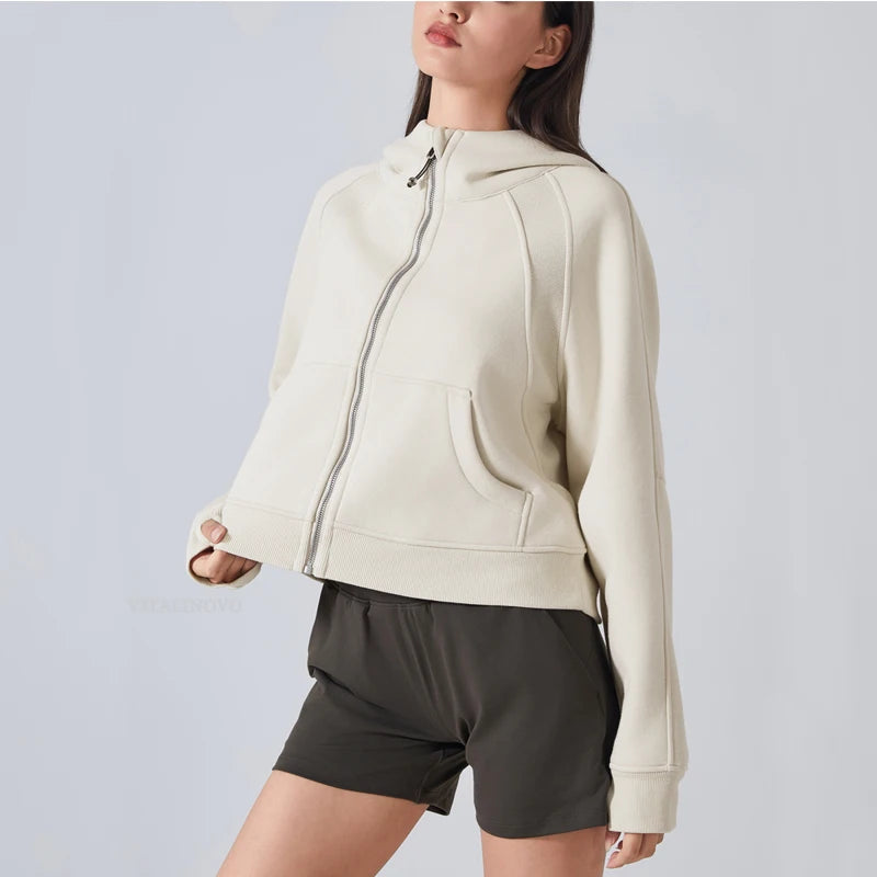 VITALINOVO Women's Zip Up Hoodies Fleece Workout Jackets Sweatshirts Athletic Casual Long Sleeve Sweatshirts with Thumb Holes