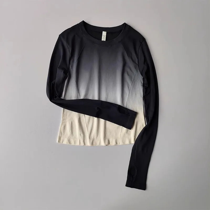 Women's Long Sleeve Top Yoga Shirts Running T-Shirt Hanging dye Fitness Sports Top Gym Sweatshirts Workout Tops Sports Shirts