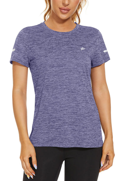 TACVASEN Elastic Moisture Wicking Summer T-shirts Women's Casual T-shirts Crew Neck Workout Running Shirts Sports Tee Gym Tops