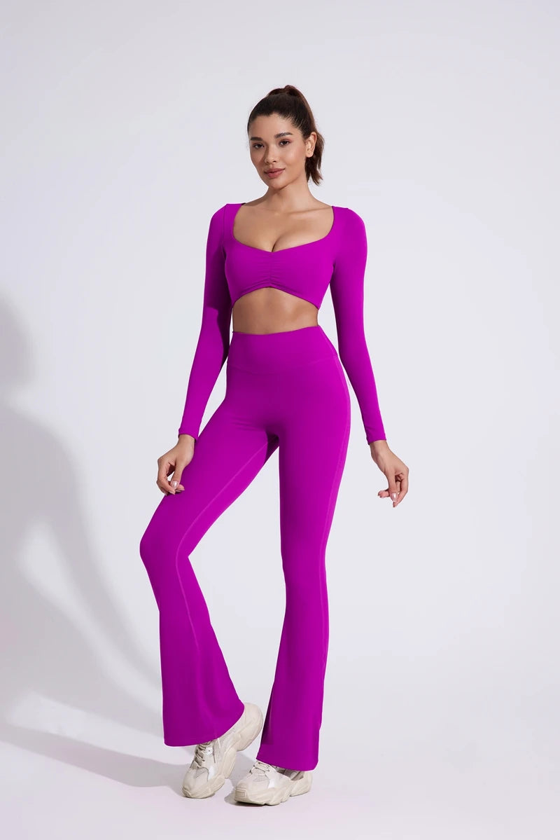 QINACTIVE Women Yoga Shirts Crop Top Long Sleeves Shirts for Women Yoga Sports Fitness Gym Clothes Workout Tops