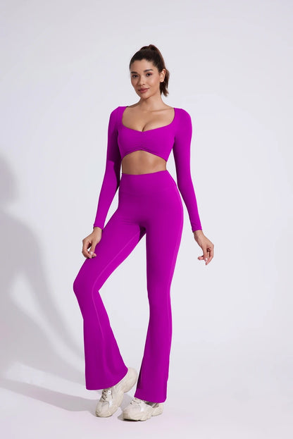 QINACTIVE Women Yoga Shirts Crop Top Long Sleeves Shirts for Women Yoga Sports Fitness Gym Clothes Workout Tops