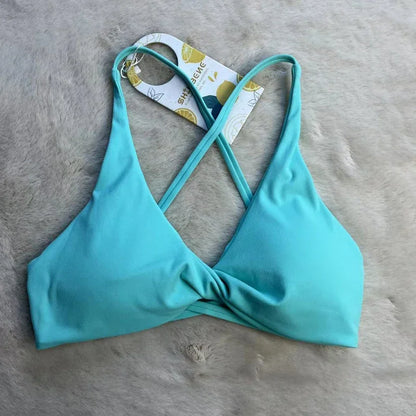 SHINBENE Front Twist Padded Cross Strap Sports Bra Sexy Back Fitness Sleeveless Short Top Yoga Sports Bra