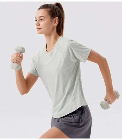 Summer Women's Quick Dry Running Sports T-Shirt Gym Fitness Training Wear for Tennis Golf Yoga Breathable Sportswear Top