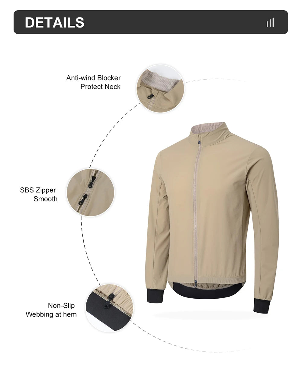 HISERWA Men Cycling Jacket Windproof Waterproof Lightweight Long Sleeve Mountain Bike Jacket Motorcycle Jacket Cycling Clothing