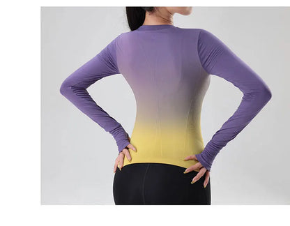 Women's Long Sleeve Top Yoga Shirts Running T-Shirt Hanging dye Fitness Sports Top Gym Sweatshirts Workout Tops Sports Shirts