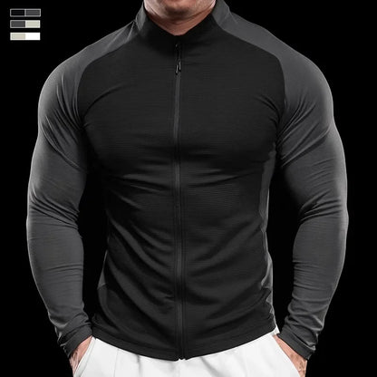 2024 New Men Sportswear Fitness Top Gym Jacket Quick-drying Breathable Slim Long-sleeved T-shirt Running Training Clothes Autumn