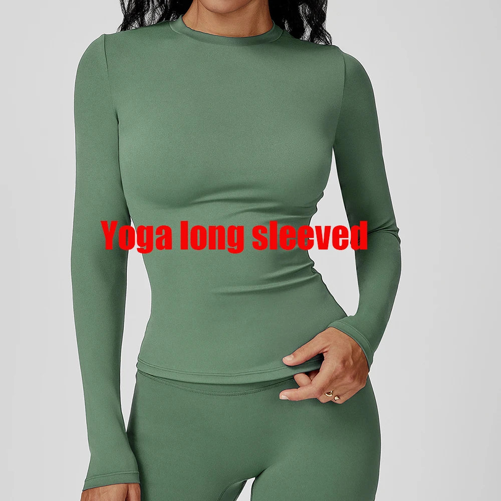 Yoga Shirts Women Long Sleeve Fitness Running Gym Clothes Workout Dry Fit Breathable Slim Fit High Elastic Sport Top Women's Top