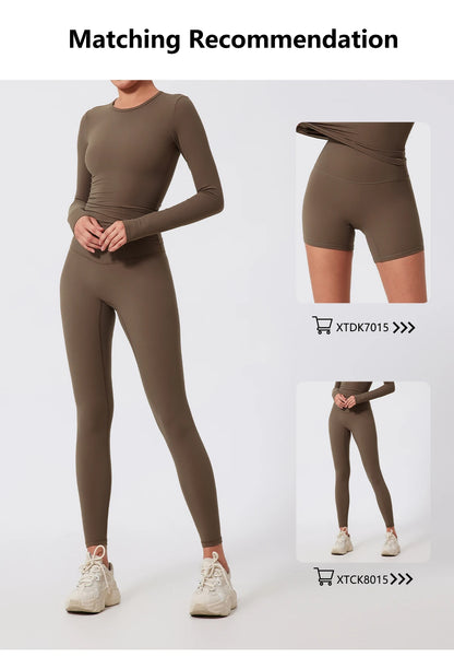 Ctenkevet Sports Long Sleeved Shirts Women Casual Outdoor Top Gym Fitness Wear T-shirt  Yoga Shirt Push Up Workout Clothes Women