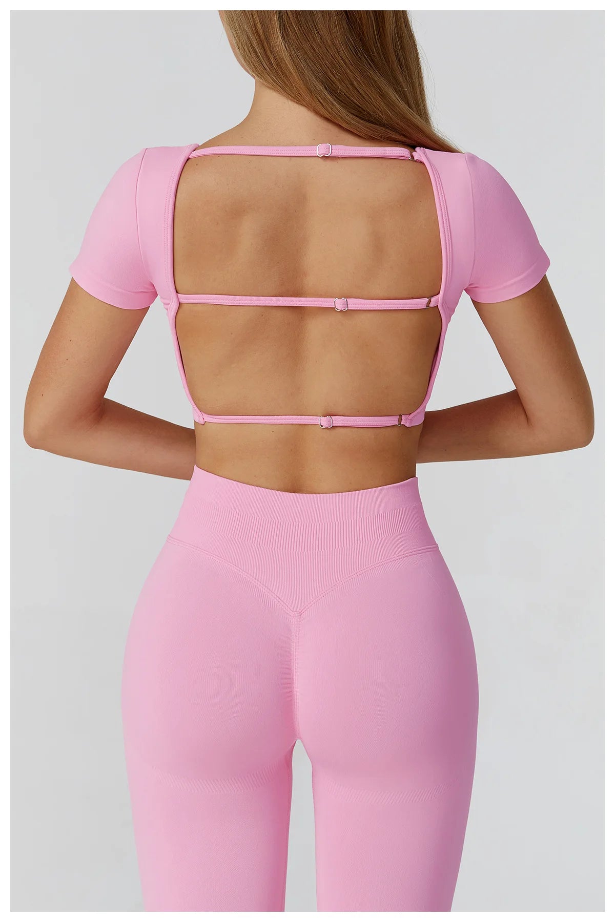 Seamless Women's Yoga Crop Top Sport Short Sleeve T Shirts Fitness Clothes New Yoga Shirt Gym Sexy Backless Top Quick Drying Top