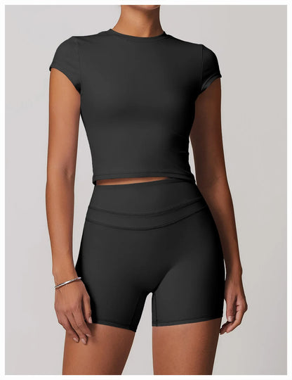 Sports T-shirt Women's Top Yoga Shirts Quick Dry Running Tops Tights Push Up Workout Gym Clothes Short Sleeve Fitness Sports Top