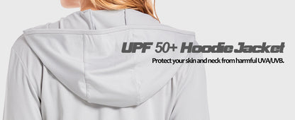 MAGCOMSEN Spring Lightweight Jackets Women's UPF 50+ Sun Protection Hooded Zip Shirts Running Athletic Tops Thumb Holes Hiking