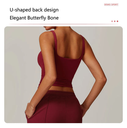 Ctenkevet Women's Workout Yoga Tank Top Quick-Dry Gym Sports Vest Female Running Tight Top Women U-Back Fitness Underwear