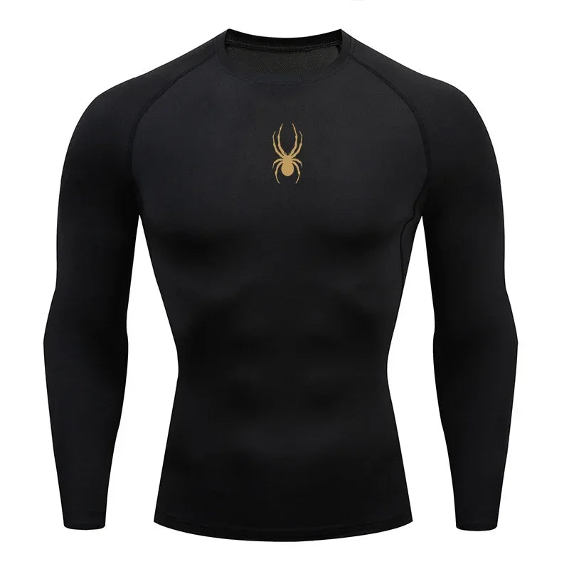 Men's Long Sleeves Spider Fitness Dry Fit T-shirt Gym Compression Shirt Sportswear Outdoor Sports Running Tees Tops Rashgard