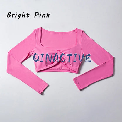QINACTIVE Women Yoga Shirts Crop Top Long Sleeves Shirts for Women Yoga Sports Fitness Gym Clothes Workout Tops