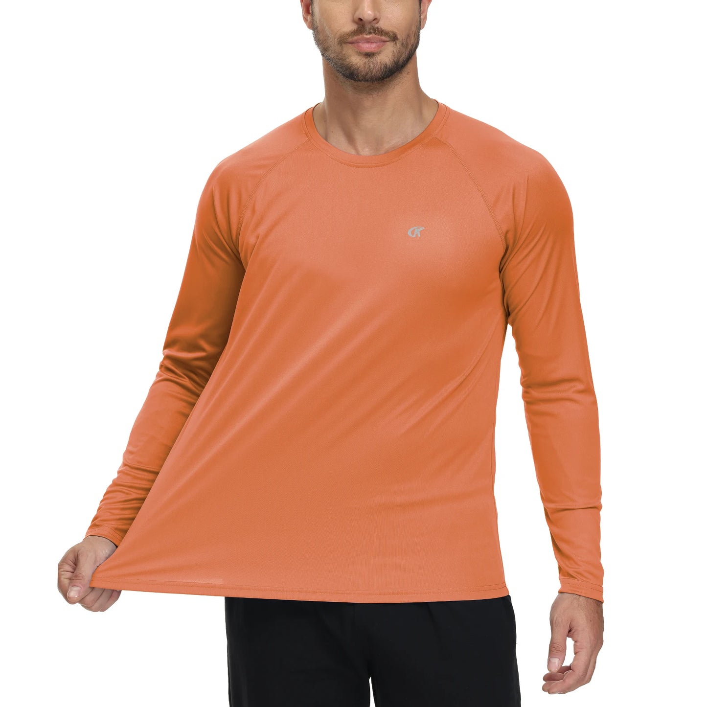 Men UPF 50+ Long Sleeve T-Shirt, Rash Guard Breathable Tops, Pullover Shirt for Sport Fishing Hiking Workout Outdoor Beach