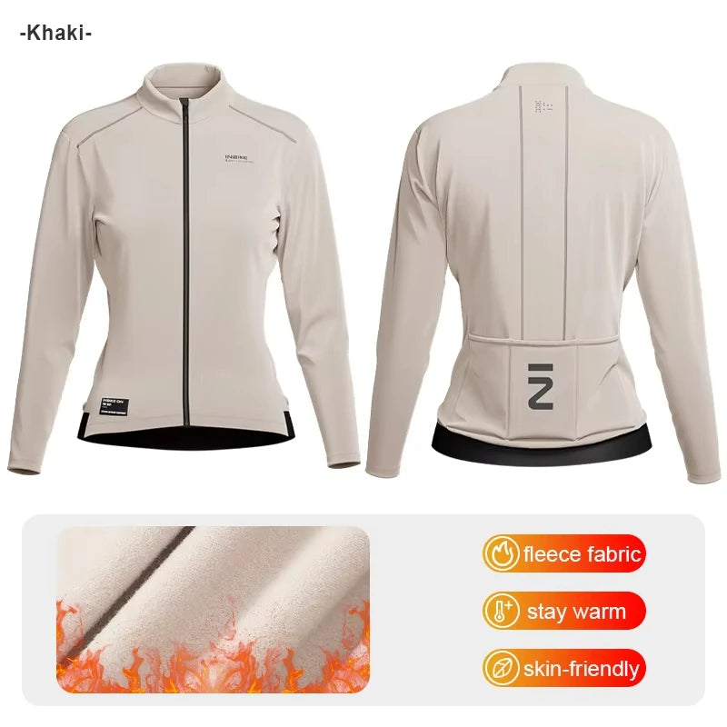 INBIKE Women's Thermal Cycling Jacket Winter Warm Fleece Bicycle Riding Sportswear Windproof Long Sleeve Reflective Outdoor Wear