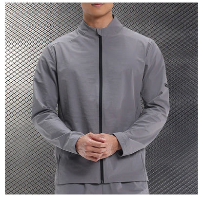 Men Outdoor Sports Casual Jacket Jacket Stand-Up Collar Zip Running Fitness Windproof Camping Hiking Riding Training Tops