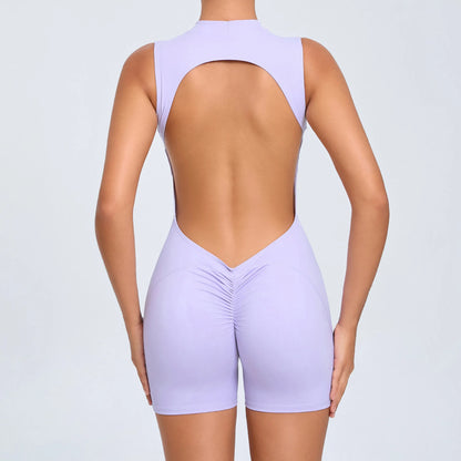 Sleeveless Back Hollow-out Yoga Jumpsuit Sports Fitness Removable Chest Pad Peach Butt Sports Jumpsuit