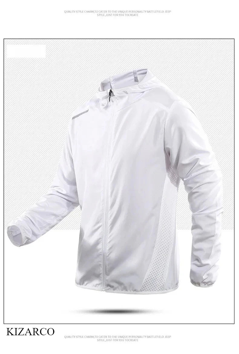 2025 Running Jacket Spring Reflective Gym Hooded Men Coat Jogging Gradient Color Sportswear Breathable Male Jackets Women