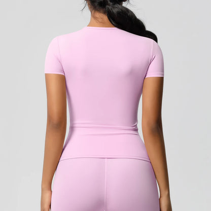 Workout Dry Fit Breathable High Elastic Sports Top Gym Fitness Wear T-shirt Women Casual Outdoor Top