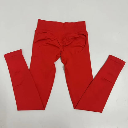 No Logo Leggings Women Low Ribbed Band Scrunch Bum Seamless Yoga Pants Gym Leggings Fitness Sweat Wicking Stretch Workout Tights