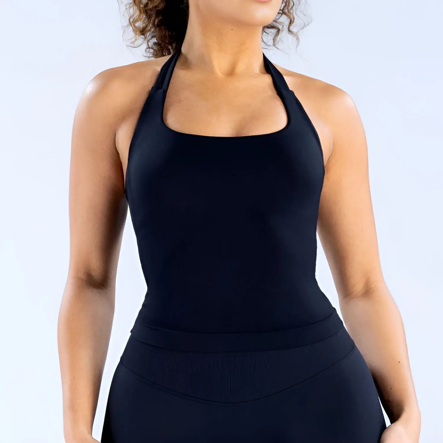 NCLAGEN Gym Halter Top Woman longline strappy tank Padded yoga clothing Fitness workout Running Activewear pilates clothes