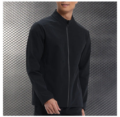 Men Outdoor Sports Casual Jacket Jacket Stand-Up Collar Zip Running Fitness Windproof Camping Hiking Riding Training Tops