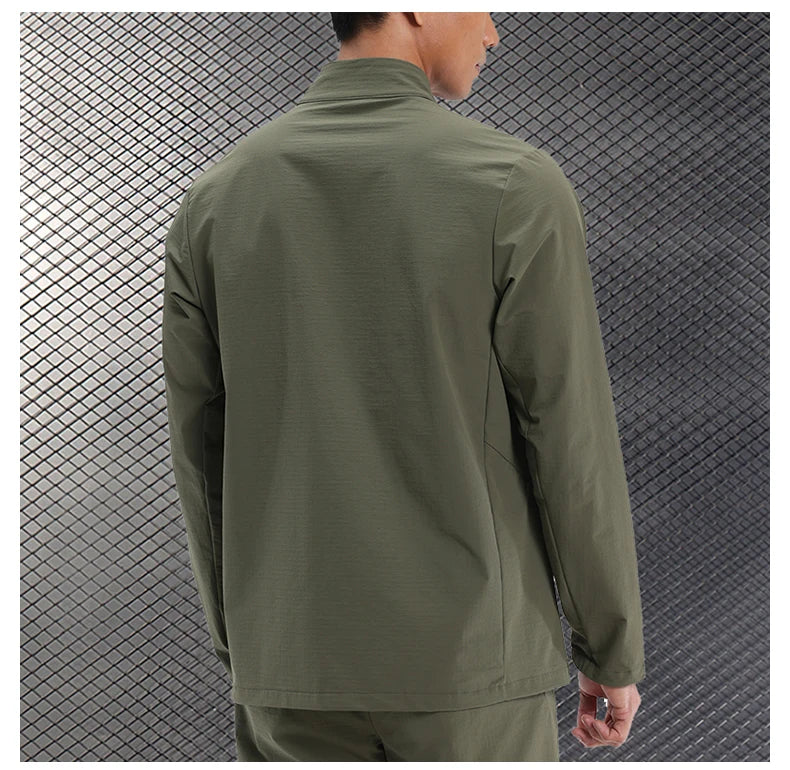 Men Outdoor Sports Casual Jacket Jacket Stand-Up Collar Zip Running Fitness Windproof Camping Hiking Riding Training Tops