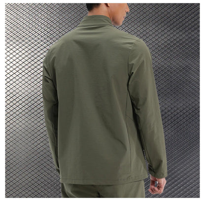 Men Outdoor Sports Casual Jacket Jacket Stand-Up Collar Zip Running Fitness Windproof Camping Hiking Riding Training Tops