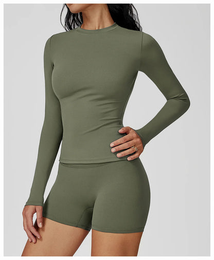 Yoga Shirts Women Long Sleeve Fitness Running Gym Clothes Workout Dry Fit Breathable Slim Fit High Elastic Sport Top Women's Top