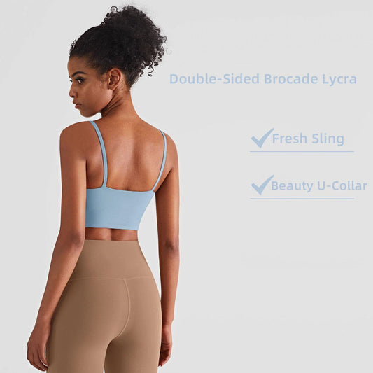 2024 New Solid Color Suspenders Yoga Fitness Naked Feel Sport Bra Gym Vest Quick Dry Breathable Running Vest Gym Wear