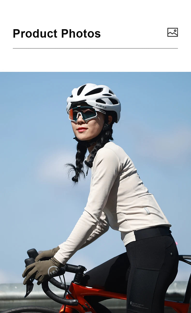 INBIKE Women's Thermal Cycling Jacket Winter Warm Fleece Bicycle Riding Sportswear Windproof Long Sleeve Reflective Outdoor Wear