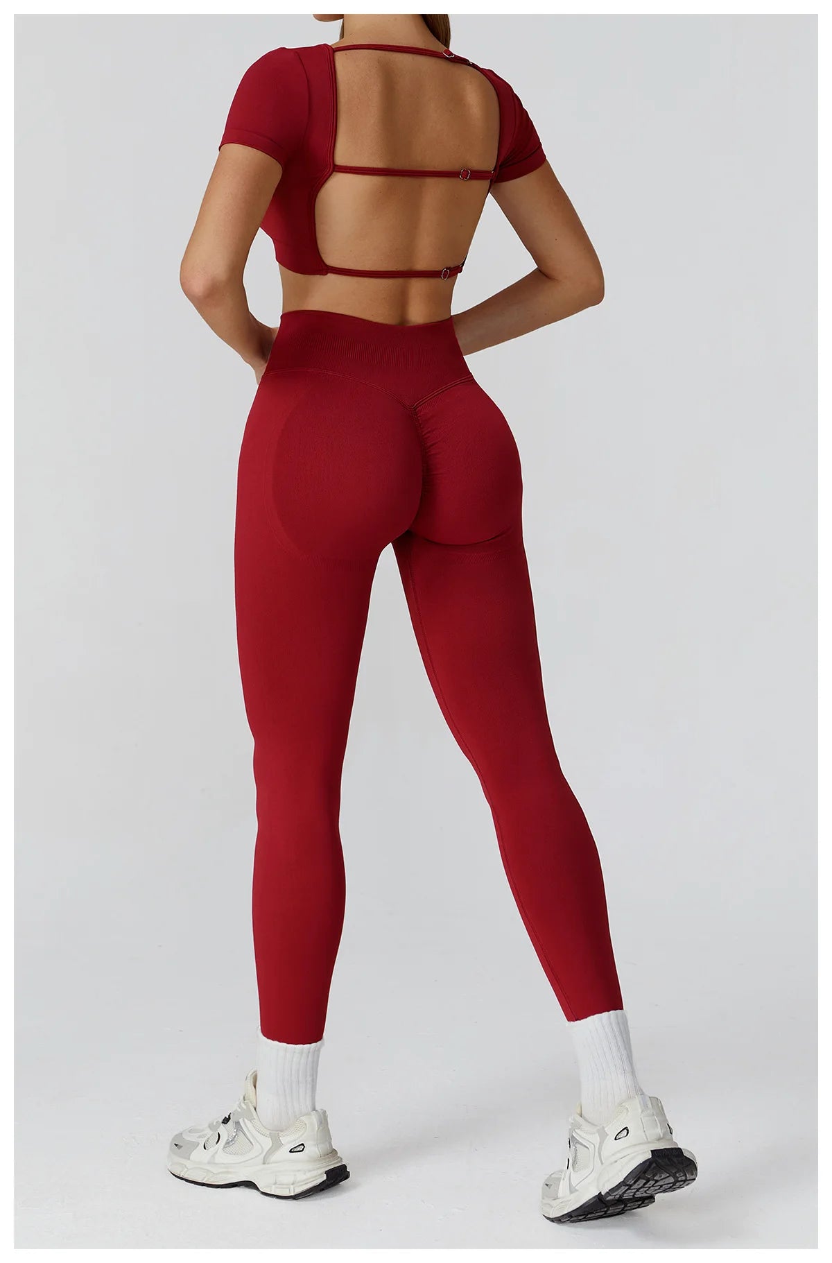 Seamless Women's Yoga Crop Top Sport Short Sleeve T Shirts Fitness Clothes New Yoga Shirt Gym Sexy Backless Top Quick Drying Top