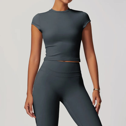 Hearuisavy Casual T-shirt Female Fitness Gym Top Yoga Clothing Sports Short-Sleeved Shirt Women Quick-Dry Workout Shirt Women