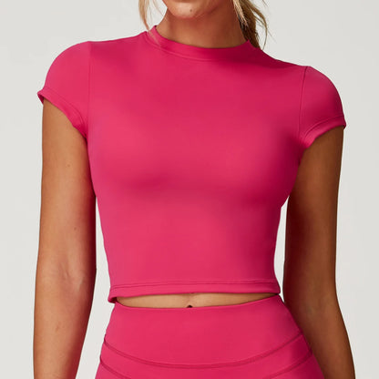 Sports T-shirt Women's Top Yoga Shirts Quick Dry Running Tops Tights Push Up Workout Gym Clothes Short Sleeve Fitness Sports Top