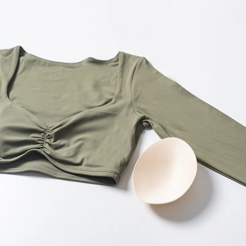 QINACTIVE Women Yoga Shirts Crop Top Long Sleeves Shirts for Women Yoga Sports Fitness Gym Clothes Workout Tops